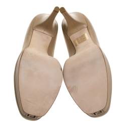 Pre Owned Fendi Beige Leather Fendista Platform Pumps Size 39