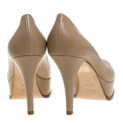 Pre Owned Fendi Beige Leather Fendista Platform Pumps Size 39