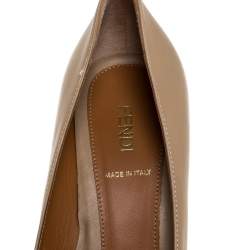 Pre Owned Fendi Beige Leather Fendista Platform Pumps Size 39