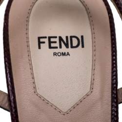 Pre Owned Fendi Multicolor Lizard Embossed And Leather Fantasia Studded Ankle Strap Sandals Size 37.5