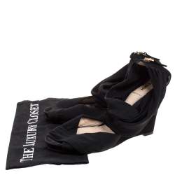 Pre Owned Fendi Black Stretch Fabric And Suede Cross Strap Sandals Size 40