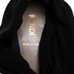 Pre Owned Fendi Black Stretch Fabric And Suede Cross Strap Sandals Size 40