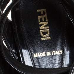 Pre Owned Fendi Black Patent Leather Peep Toe Platform Ankle Wrap Sandals Size 39