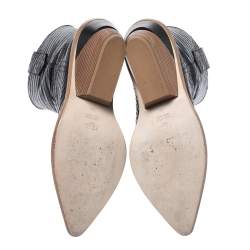 Pre Owned Fendi Black Croc Embossed Leather Cowboy Boots Size 38