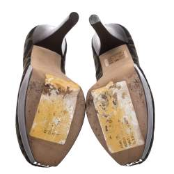 Pre Owned Fendi Tobacco Zucca Canvas Fendista Platform Pumps Size 36