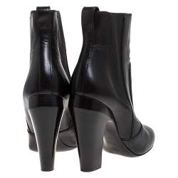 Pre Owned Fendi Black Leather Ankle Boots Size 37