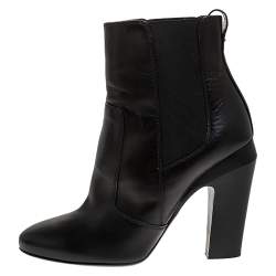 Pre Owned Fendi Black Leather Ankle Boots Size 37