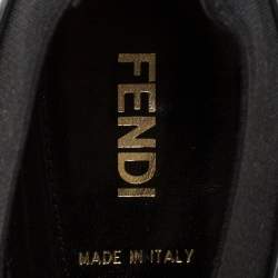 Pre Owned Fendi Black Leather Faux-wrap Fendista Platform Ankle Booties Size 37