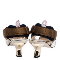 Fendi Multicolor Mesh, Canvas And Leather Colibri Slingback Sandals Size 39