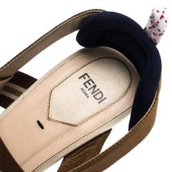 Fendi Multicolor Mesh, Canvas And Leather Colibri Slingback Sandals Size 39