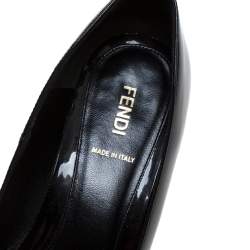 Pre Owned Fendi Black Patent Leather Zucca Heel Platform Pumps Size 40