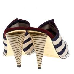 Fendi Tricolor Striped Canvas Slide Sandals Size 36