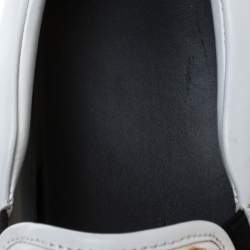 Pre Owned Fendi White/Black Leather Studded Karlito Slip On Sneakers Size 41