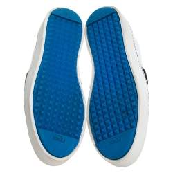 Pre Owned Fendi White/Black Leather Studded Karlito Slip On Sneakers Size 41