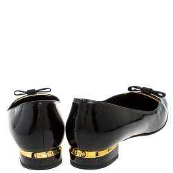 Pre Owned Fendi Black Patent Leather Bow Ballet Flats Size 37