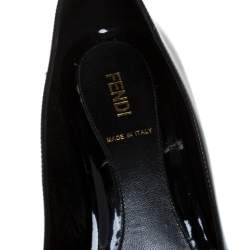 Pre Owned Fendi Black Patent Leather Bow Ballet Flats Size 37