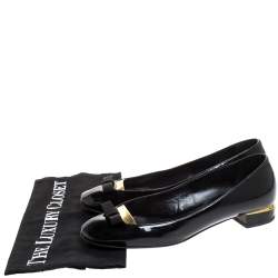 Pre Owned Fendi Black Patent Leather Bow Ballet Flats Size 37
