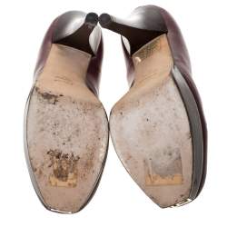 Pre Owned Fendi Burgundy Leather Fendista Platform Pumps Size 41