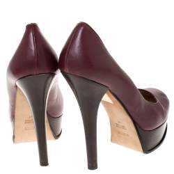 Pre Owned Fendi Burgundy Leather Fendista Platform Pumps Size 41