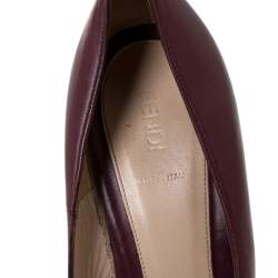 Pre Owned Fendi Burgundy Leather Fendista Platform Pumps Size 41
