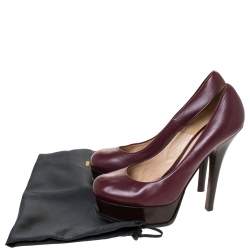Pre Owned Fendi Burgundy Leather Fendista Platform Pumps Size 41