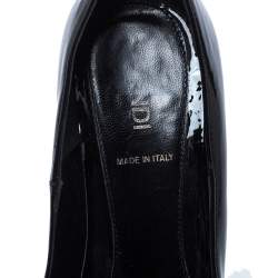 Fendi Black Patent Leather FF Logo Heels Platform Pumps Size 37