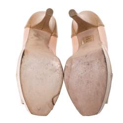 Pre Owned Fendi Tri Color Embossed Lizard Leather Fendista Peep Toe Platform Pumps Size 37