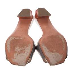 Pre Owned Fendi Grey Patent Leather Slide Sandals Size 37