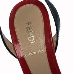 Pre Owned Fendi Tricolor Patent Leather Slingback Platform Sandals Size 36