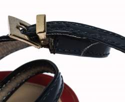 Pre Owned Fendi Tricolor Patent Leather Slingback Platform Sandals Size 36