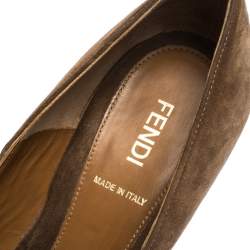 Pre Owned Fendi Brown Suede Fendista Platform Pumps Size 38