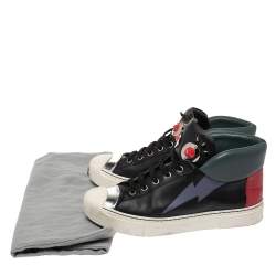 Pre Owned Fendi Multicolor Leather Monster Face High Top Sneakers Size 38