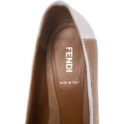 Pre Owned Fendi Multicolor Lizard Embossed Leather and Fabric Polifonia Court Studded Heel Pumps Size 38