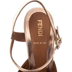 Pre Owned Fendi Metallic Multicolor Leather Polifonia Ankle Strap Sandals Size 37