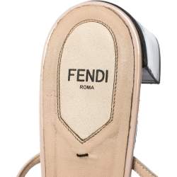 Pre Owned Fendi Pink Patent Leather T Bar Monster Eye Block Heel Sandals Size 40