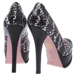 Pre Owned Fendi Multicolor Snake Embossed Leather And Patent Trim Fendista Platform Pumps Size 37