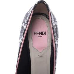 Pre Owned Fendi Multicolor Snake Embossed Leather And Patent Trim Fendista Platform Pumps Size 37
