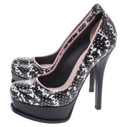 Pre Owned Fendi Multicolor Snake Embossed Leather And Patent Trim Fendista Platform Pumps Size 37