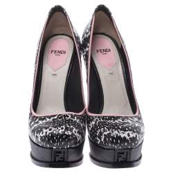 Pre Owned Fendi Multicolor Snake Embossed Leather And Patent Trim Fendista Platform Pumps Size 37