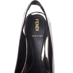 Pre Owned Fendi Brown FF Canvas And Metallic Bronze Leather Cork Wedge Platform Sandals Size 38