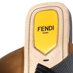 Pre Owned Fendi Multicolor Leather Bug Monster Thong Sandals Size 37.5