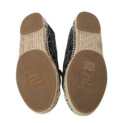 Pre Owned Fendi Multicolor Printed Canvas and Leather Cap Toe Flat Espadrilles Size 38.5