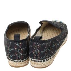Pre Owned Fendi Multicolor Printed Canvas and Leather Cap Toe Flat Espadrilles Size 38.5