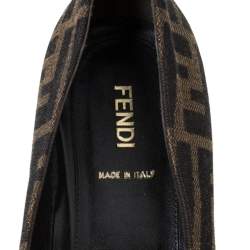 Pre Owned Fendi Brown Zucca Canvas Wedge Pumps Size 40.5