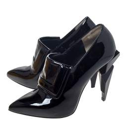 Pre Owned Fendi Black Patent Leather Ankle Boots Size 37