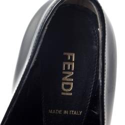 Pre Owned Fendi Black Patent Leather Ankle Boots Size 37