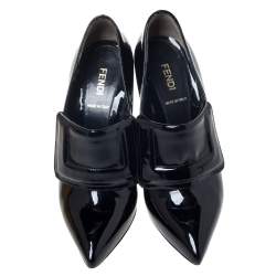 Pre Owned Fendi Black Patent Leather Ankle Boots Size 37