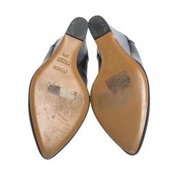 Pre Owned Fendi Black Leather Pointed Toe Wedge Pumps Size 37.5