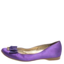 Fendi Purple Satin Bow Ballet Flats Size 36