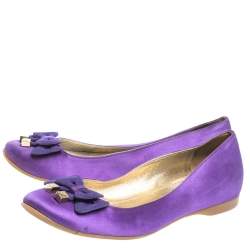 Fendi Purple Satin Bow Ballet Flats Size 36